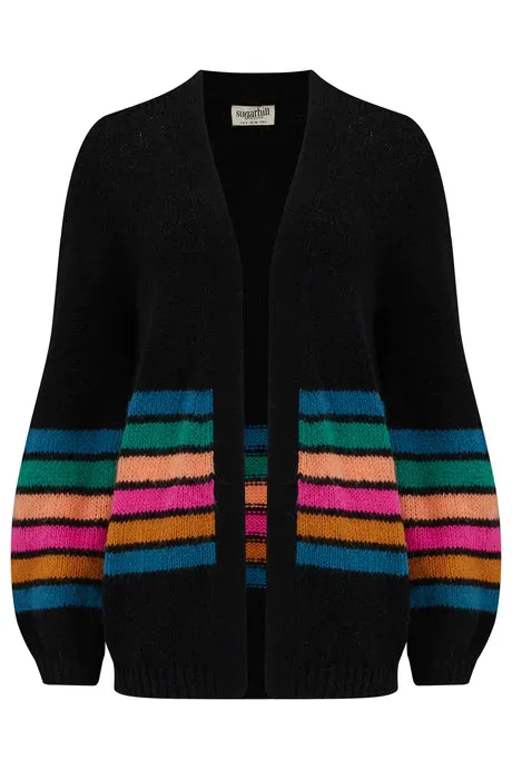 YVETTE CARDIGAN (BLACK/BLOCK STRIPES)